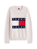 TOMMY JEANS 2USCITA Tommy Hilfiger Pullover mélange con bandiera a intarsio Bianco