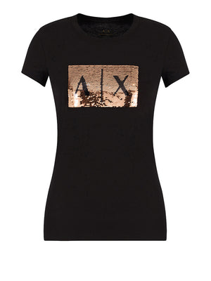 Armani Exchange T-Shirt Armani Exchange Con Logo Strass - Nero/Oro