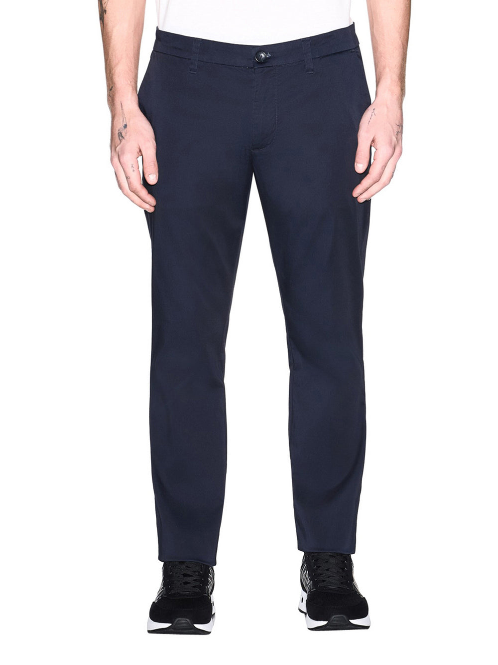 Armani Exchange Pantaloni Chino In Popeline Di Cotone - Blu