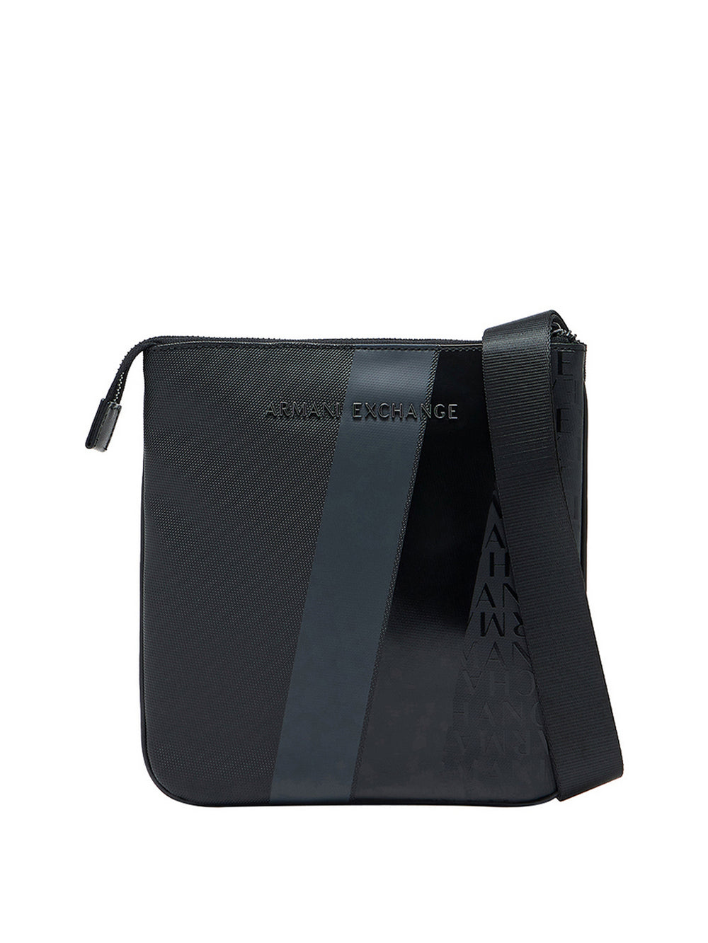 Armani Exchange Borsa A Tracolla Armani Exchange Con Monogramma E Righe - Nero