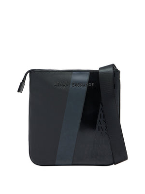 Armani Exchange Borsa A Tracolla Armani Exchange Con Monogramma E Righe - Nero