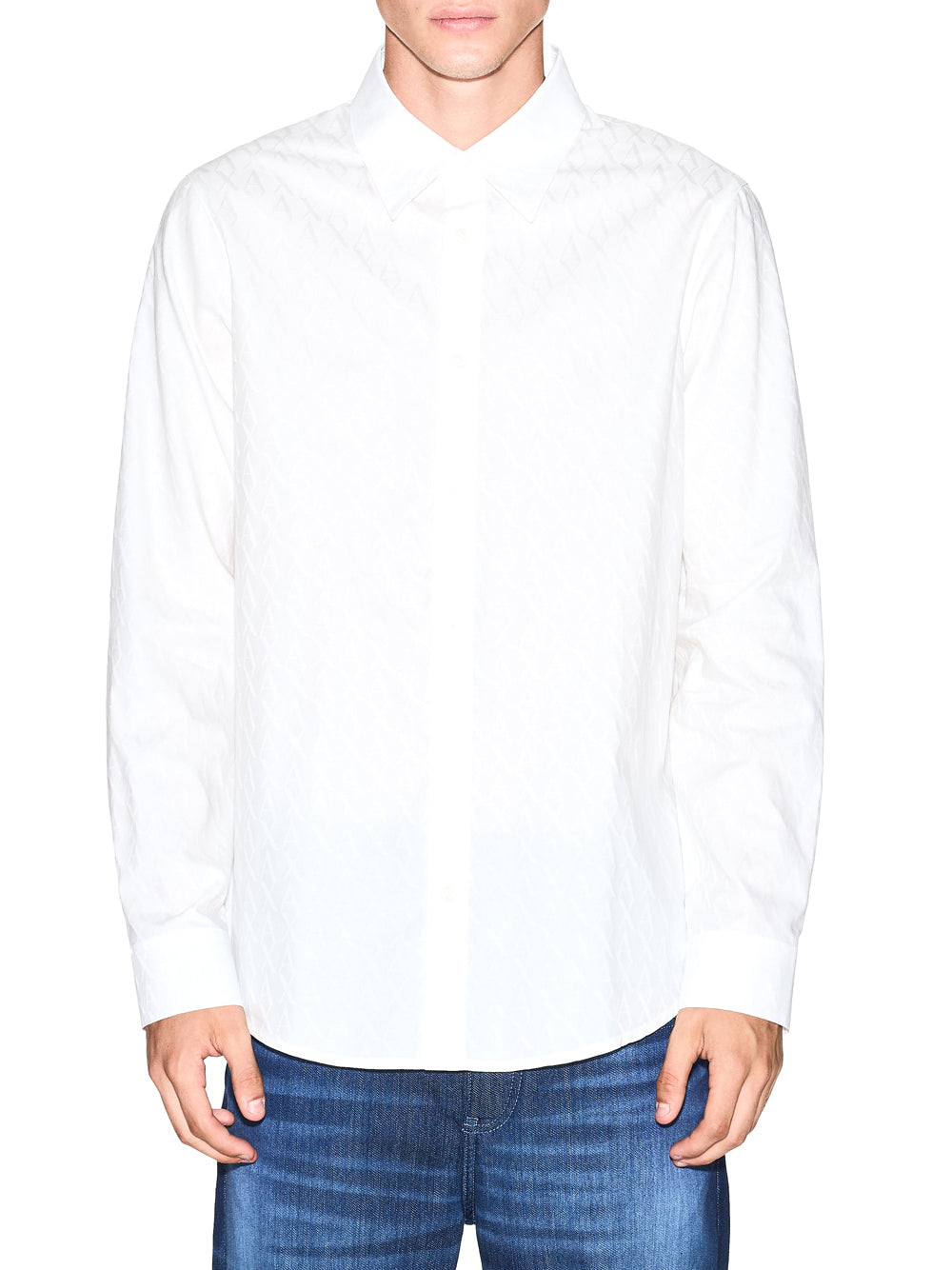 ARMANI EXCHANGE Camicia Armani Exchange regular fit in cotone jacquard Bianco