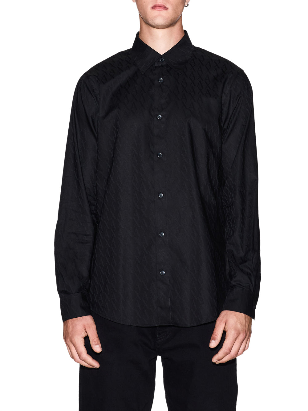 ARMANI EXCHANGE Camicia Armani Exchange regular fit in cotone jacquard Nero