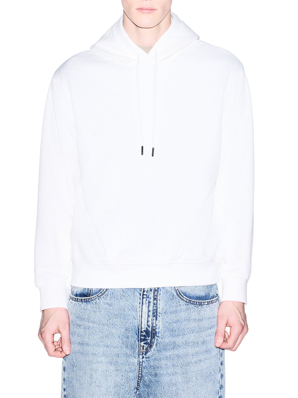 ARMANI EXCHANGE Felpa Armani Exchange con Cappuccio Jacquard Stretch Bianco