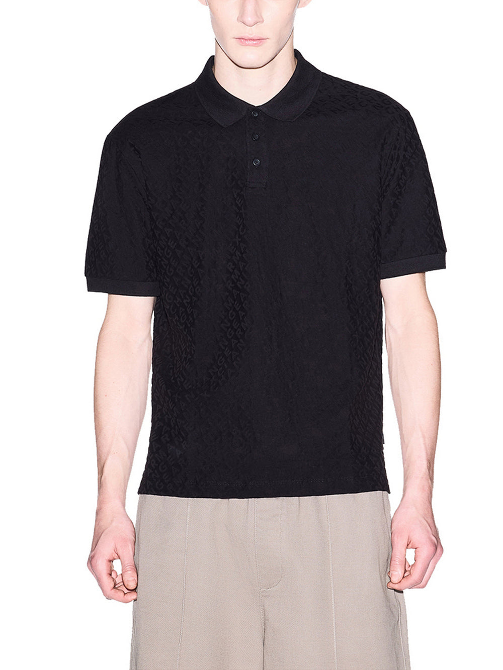 Armani Exchange Polo Armani Exchange In Jacquard - Nero