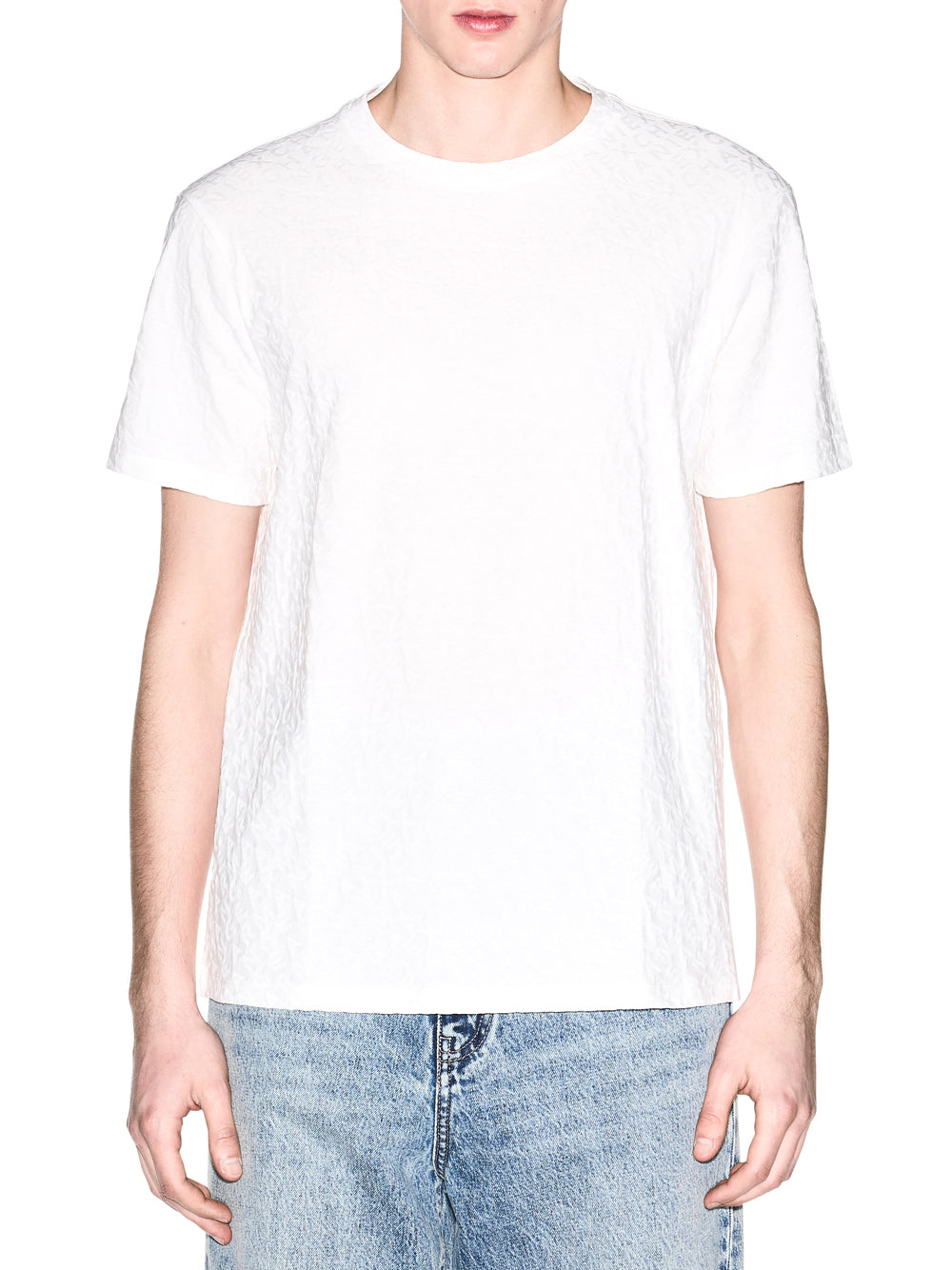 ARMANI EXCHANGE T-shirt Armani Exchange Slim Fit Jacquard in Cotone Mercerizzato Bianco