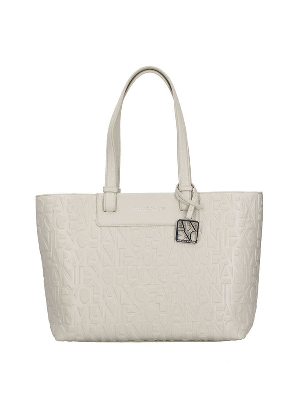 ARMANI EXCHANGE Borsa Armani Exchange Shopper Con Logo All Over Avorio