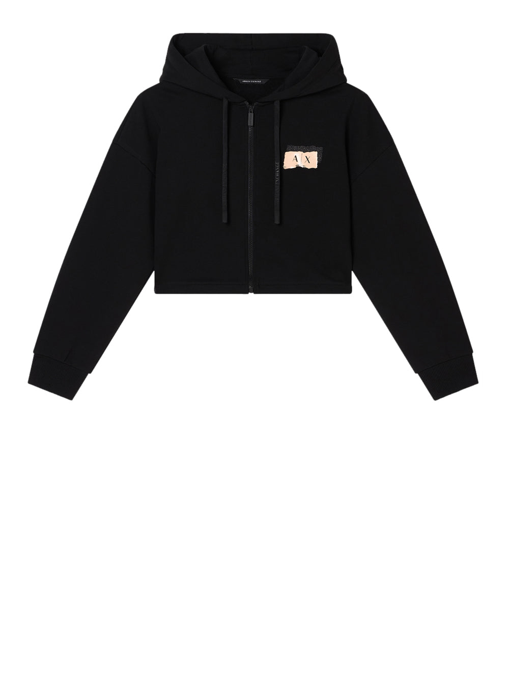 ARMANI EXCHANGE Felpa Armani Exchange Con Zip in French Terry di Cotone Nero