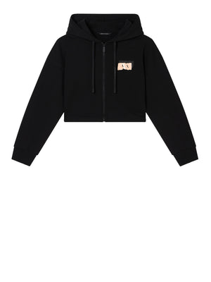 ARMANI EXCHANGE Felpa Armani Exchange Con Zip in French Terry di Cotone Nero