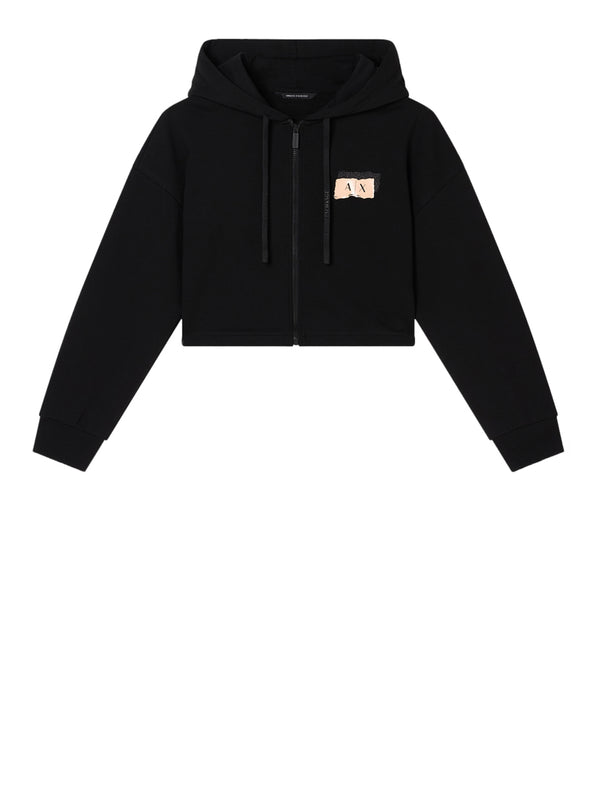ARMANI EXCHANGE Felpa Armani Exchange Con Zip in French Terry di Cotone Nero