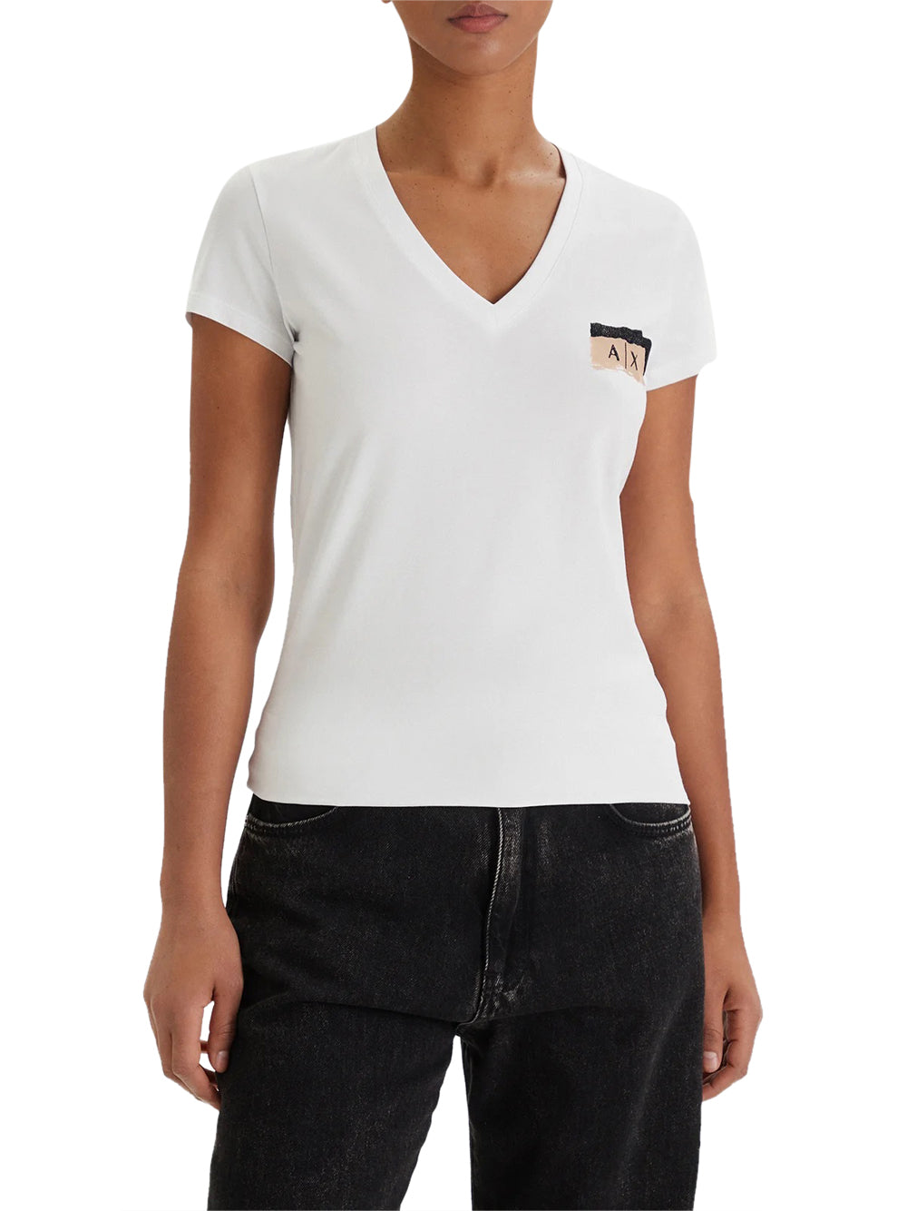 ARMANI EXCHANGE T-shirt Armani Exchange slim fit in jersey di cotone stretch Bianco
