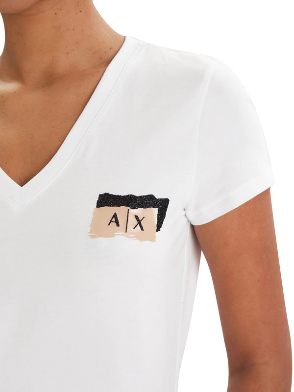 ARMANI EXCHANGE T-shirt Armani Exchange slim fit in jersey di cotone stretch Bianco