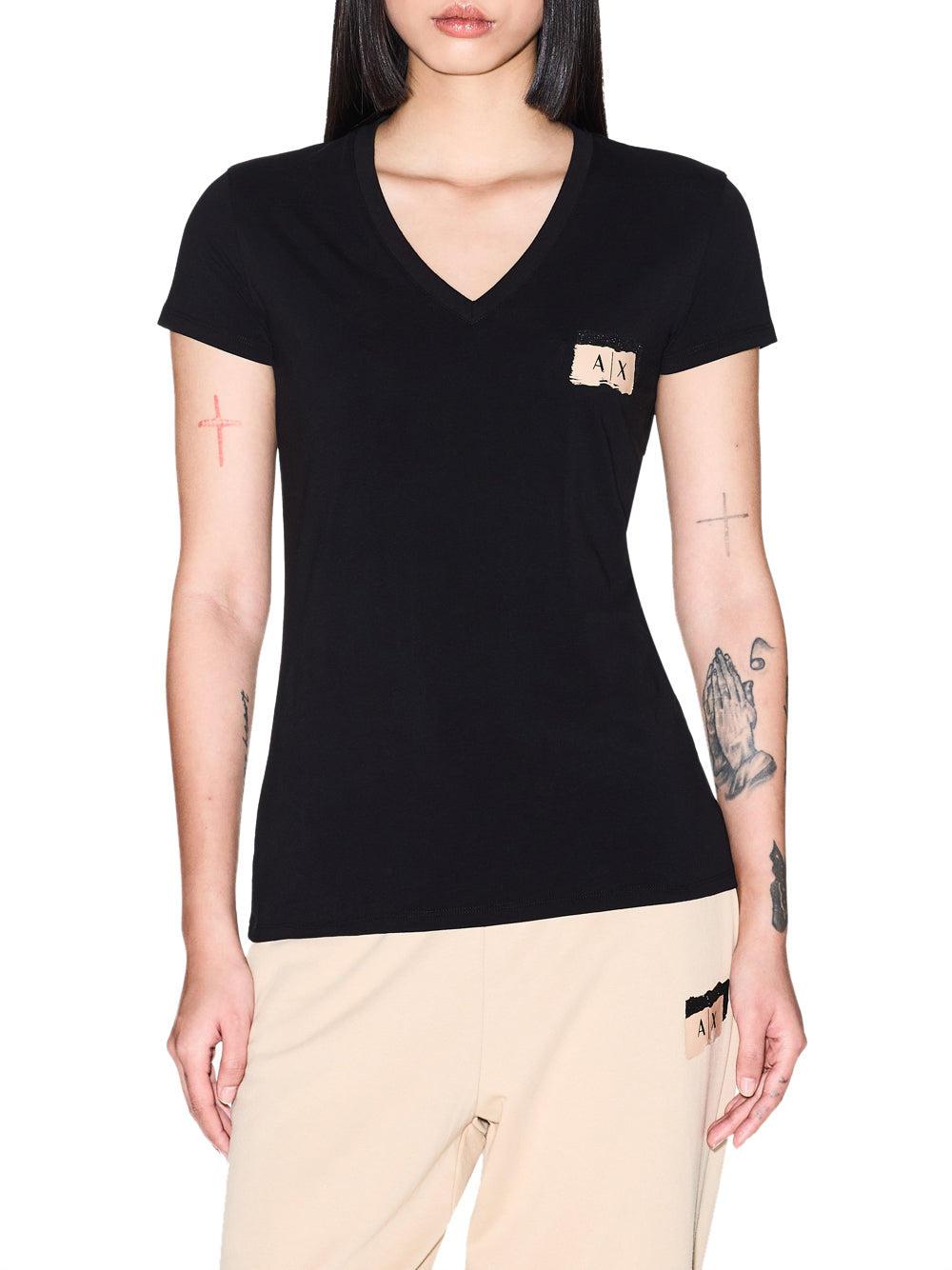 ARMANI EXCHANGE T-shirt Armani Exchange slim fit in jersey di cotone stretch Nero