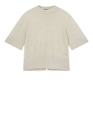 ARMANI EXCHANGE Top Armani Exchange In Misto Lino Con Spacco Posteriore Beige