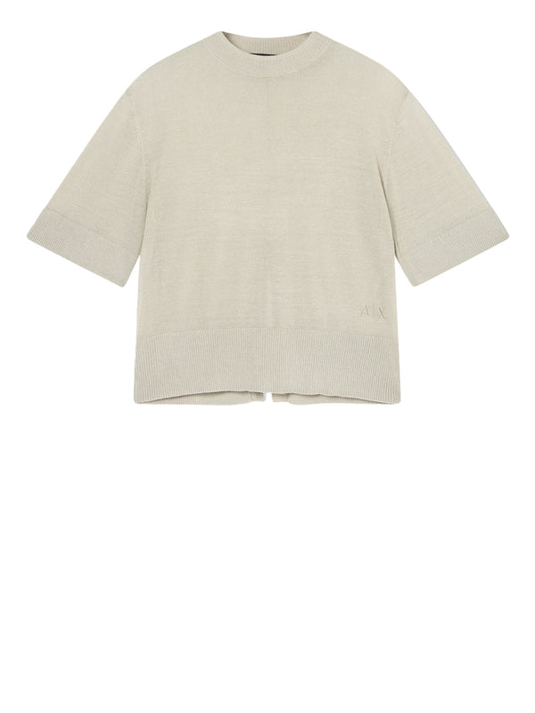 ARMANI EXCHANGE Top Armani Exchange In Misto Lino Con Spacco Posteriore Beige