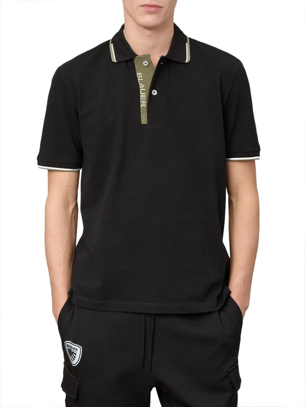 BLAUER Polo Doppia Riga Logata Parkson Blauer - Nero