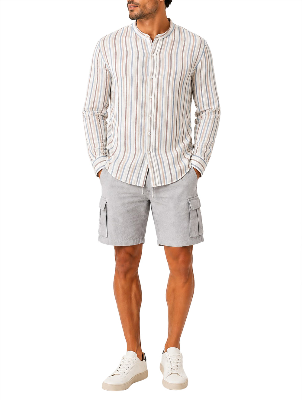 BRIAN BROME Camicia Coreano Brian Brome Rigata - Multicolore