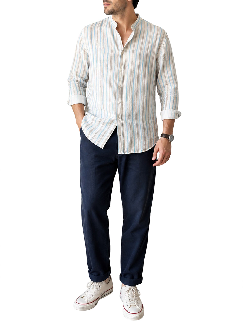 BRIAN BROME Camicia Coreano Brian Brome Rigata - Multicolore