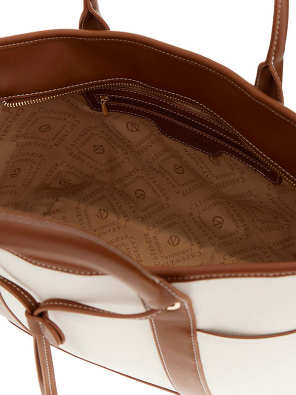 Cafè Noir Shopper Café Noir Effetto Canvas - Naturale/Cuoio
