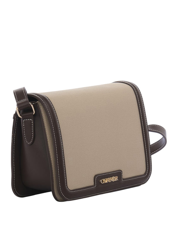 CAFE'NOIR Borsa A Tracolla Café Noir Effetto Canvas - Marrone/Beige