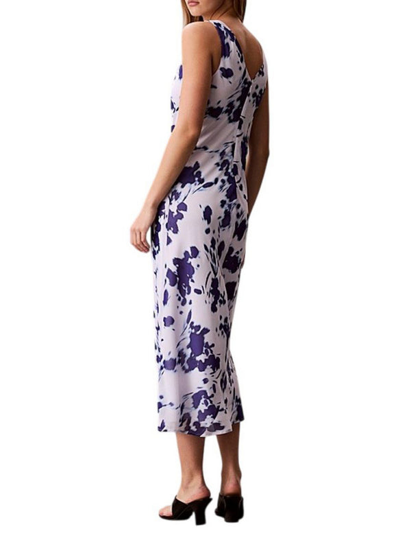 Calvin Klein Maxi Abito Calvin Klein Con Scollo Ad Anello In Chiffon Stampato - Multi