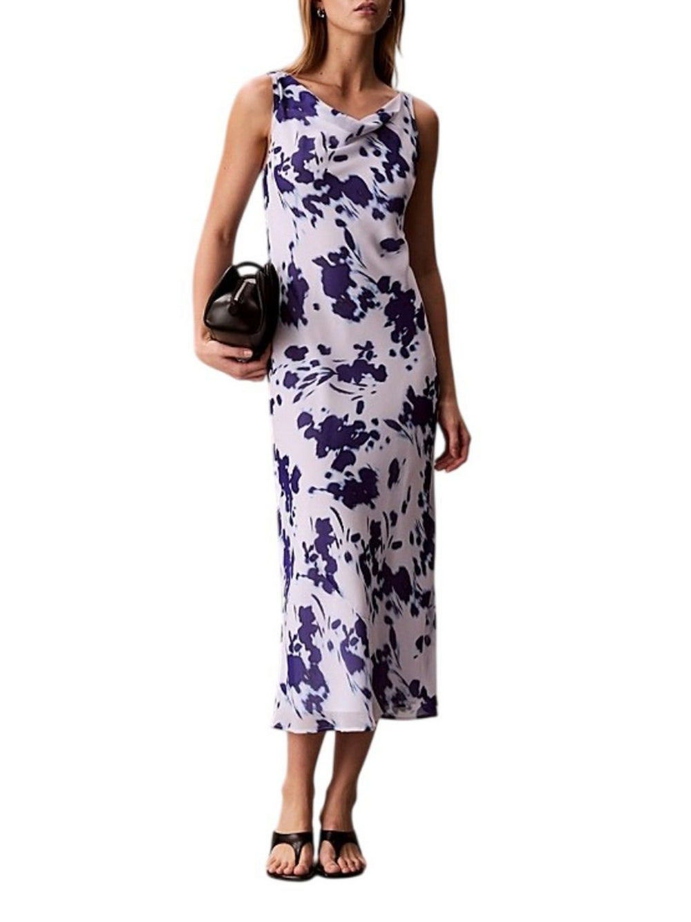 Calvin Klein Maxi Abito Calvin Klein Con Scollo Ad Anello In Chiffon Stampato - Multi