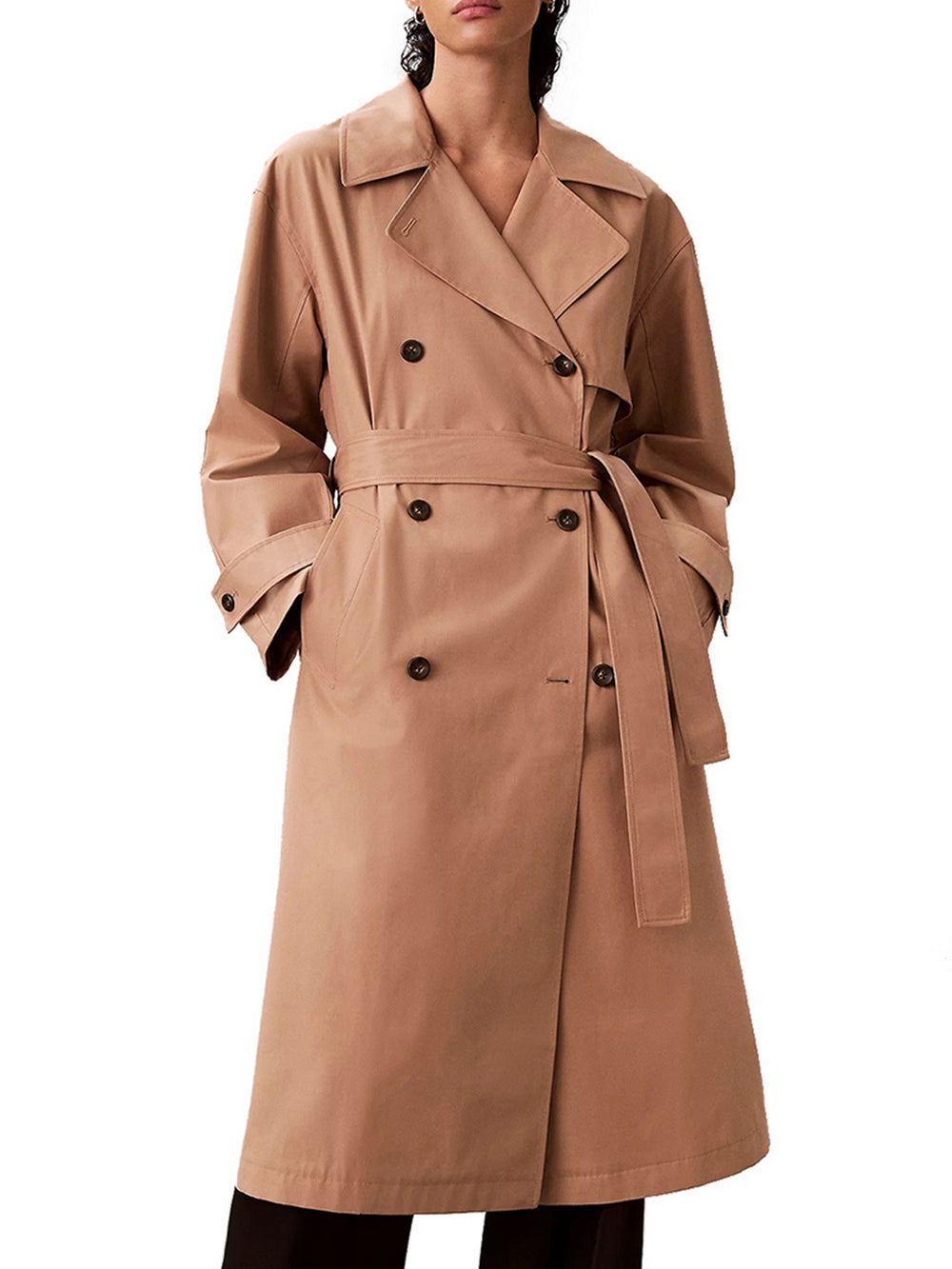 Calvin Klein Trench Lungo Classico Calvin Klein In Misto Cotone - Beige