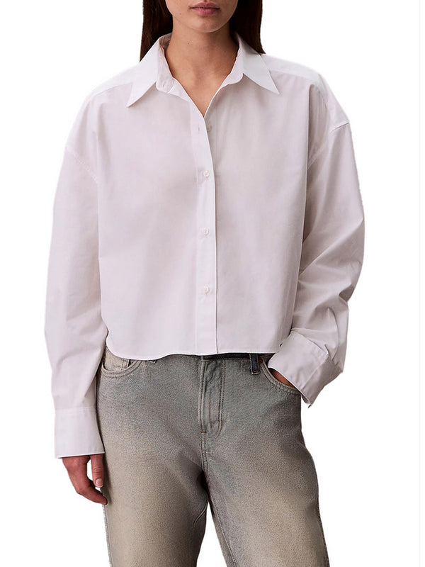 Calvin Klein Camicia Calvin Klein Button-Down Corta In Popeline - Bianco