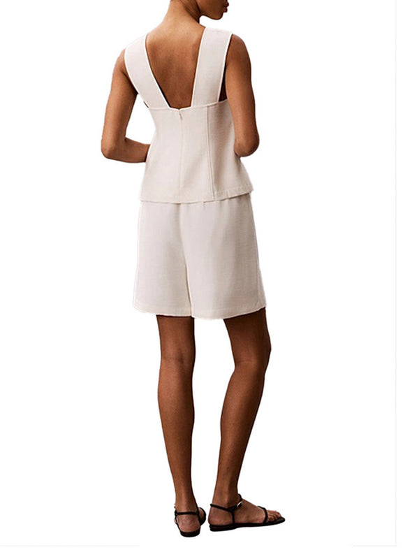 Calvin Klein Top Smanicato Calvin Klein Testurizzato - Bianco