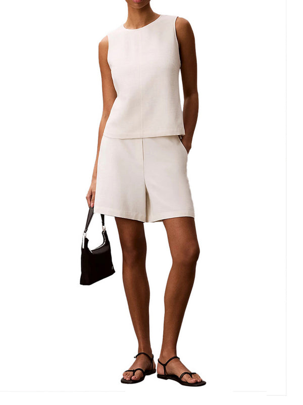 Calvin Klein Top Smanicato Calvin Klein Testurizzato - Bianco
