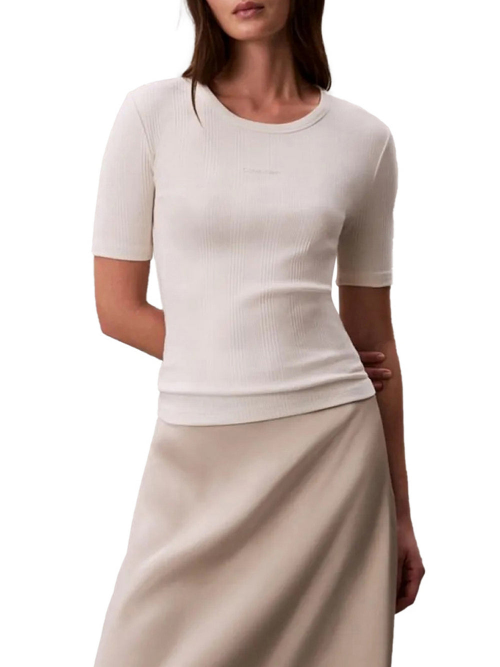 Calvin Klein T-Shirt Calvin Klein A Coste - Bianco