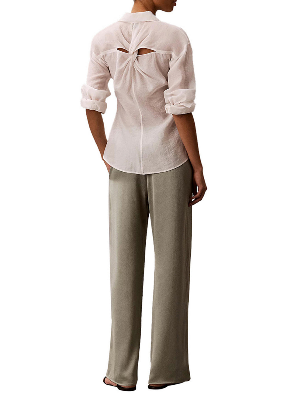 Calvin Klein Pantalone Calvin Klein Testurizzati In Raso Metallico - Verde