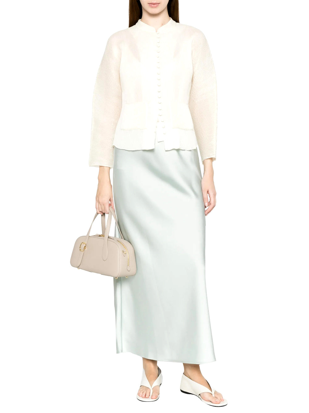 CALVIN 1LINEA 2USCITA Gonna Calvin Klein Shine Satin Maxi - Verde Acqua