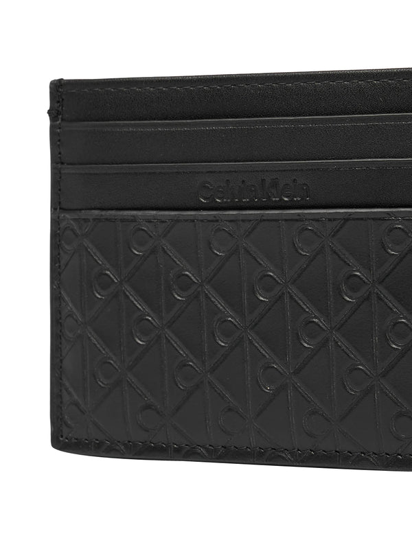 CALVIN ACC.1USCITA Portafoglio Calvin Klein Embossed Emblem Card Case LV04D1128G Nero