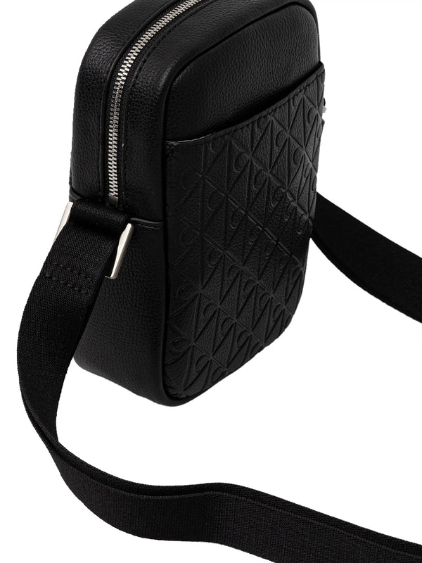 CALVIN ACC.1USCITA Borsa A Tracolla Calvin Klein Emblem Aop Emboss Slim Reporter - Nero