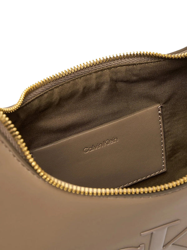 CALVIN ACC.1USCITA Borsa A Spalla Calvin Klein Monogramma Frontale - Beige