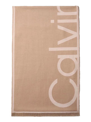 CALVIN ACC.1USCITA Stola Calvin Klein Oversize Logo Jacquard - Beige