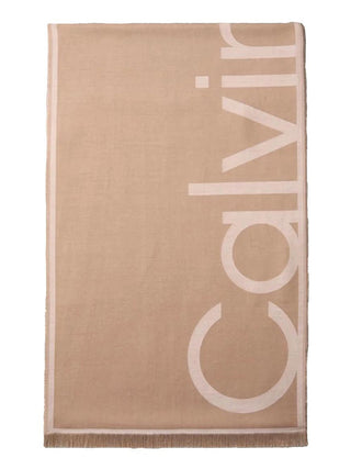 CALVIN ACC.1USCITA Stola Calvin Klein Oversize Logo Jacquard - Beige