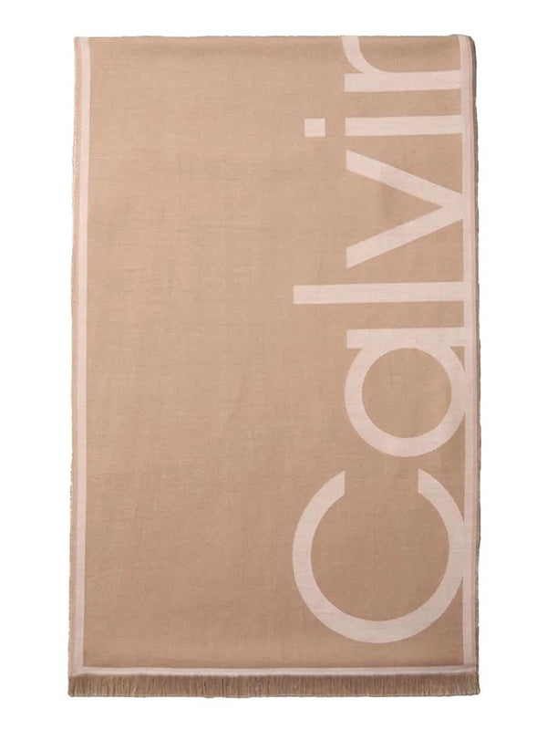 CALVIN ACC.1USCITA Stola Calvin Klein Oversize Logo Jacquard - Beige