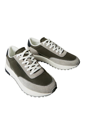 Calvin Klein Sneakers Runner Calvin Klein In Misto Pelle - Grigio/Verde