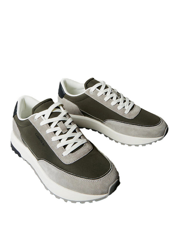 Calvin Klein Sneakers Runner Calvin Klein In Misto Pelle - Grigio/Verde