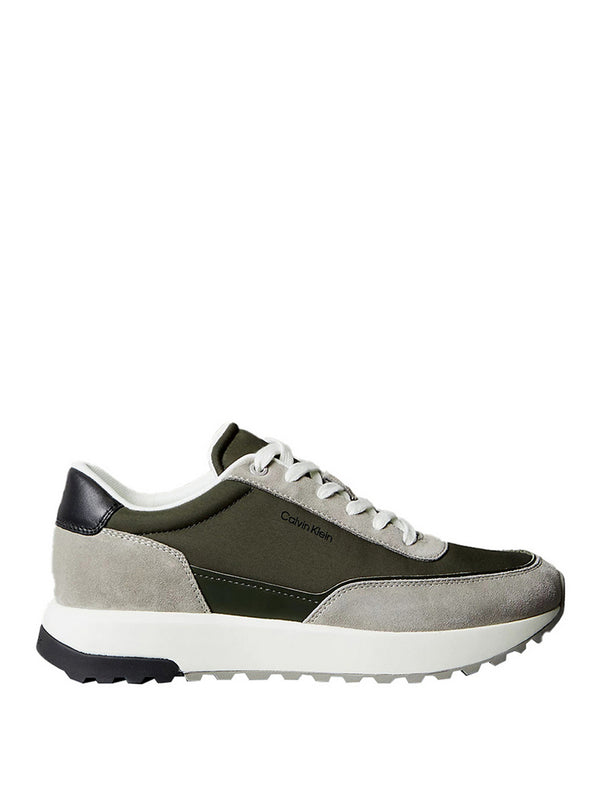 Calvin Klein Sneakers Runner Calvin Klein In Misto Pelle - Grigio/Verde