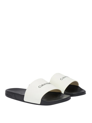 CALVIN CALZATURE 2USCITA Infradito Calvin Klein Chanclas Ess Slide Monobrand - Nero Bianco