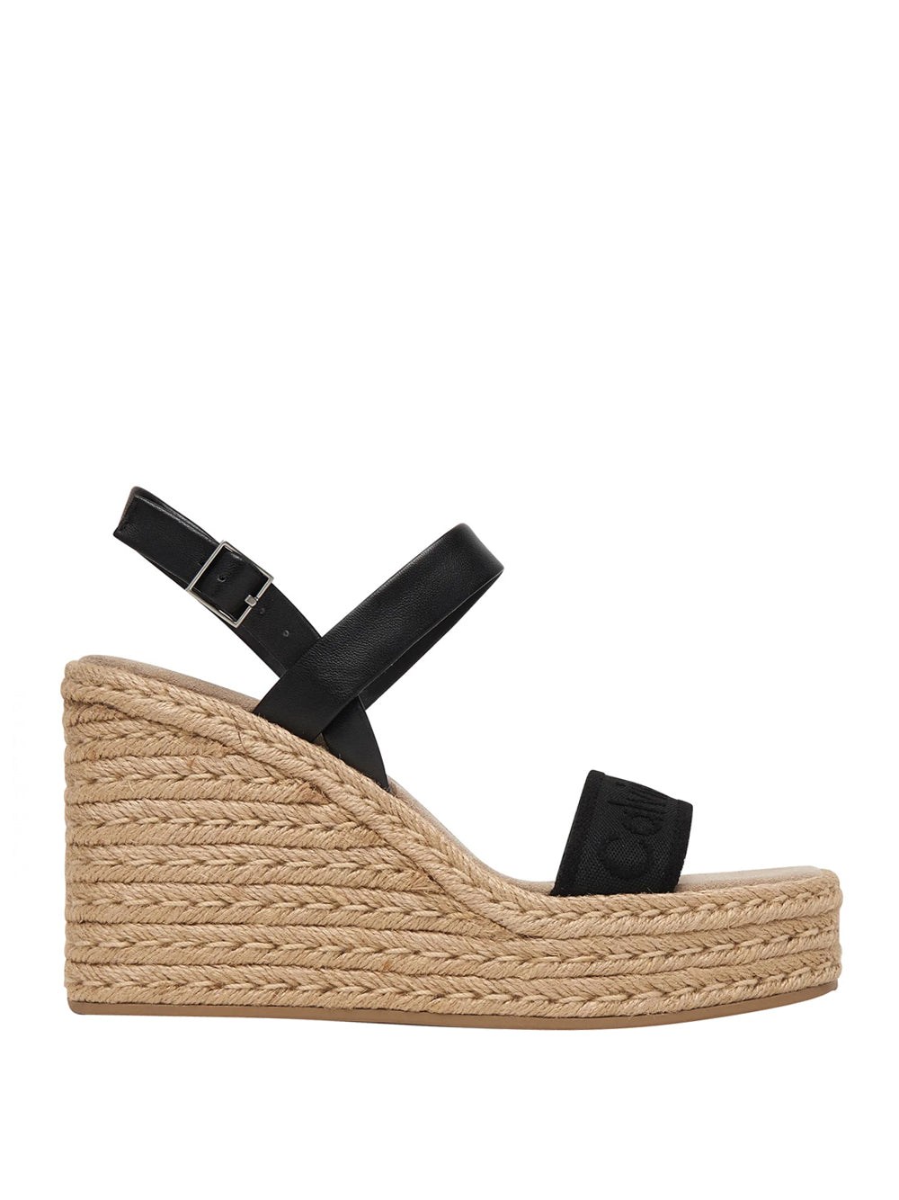 CALVIN CALZATURE 2USCITA Sandalo Calvin Klein Espadrillas Wedge Espad 70 Webbing Lth - Nero