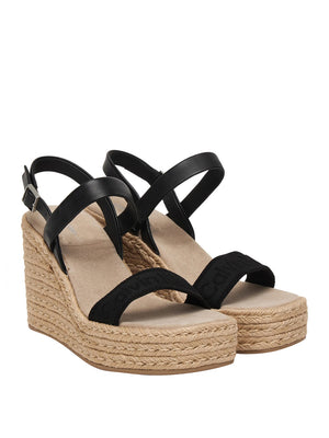 CALVIN CALZATURE 2USCITA Sandalo Calvin Klein Espadrillas Wedge Espad 70 Webbing Lth - Nero