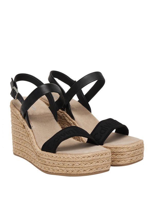 CALVIN CALZATURE 2USCITA Sandalo Calvin Klein Espadrillas Wedge Espad 70 Webbing Lth - Nero