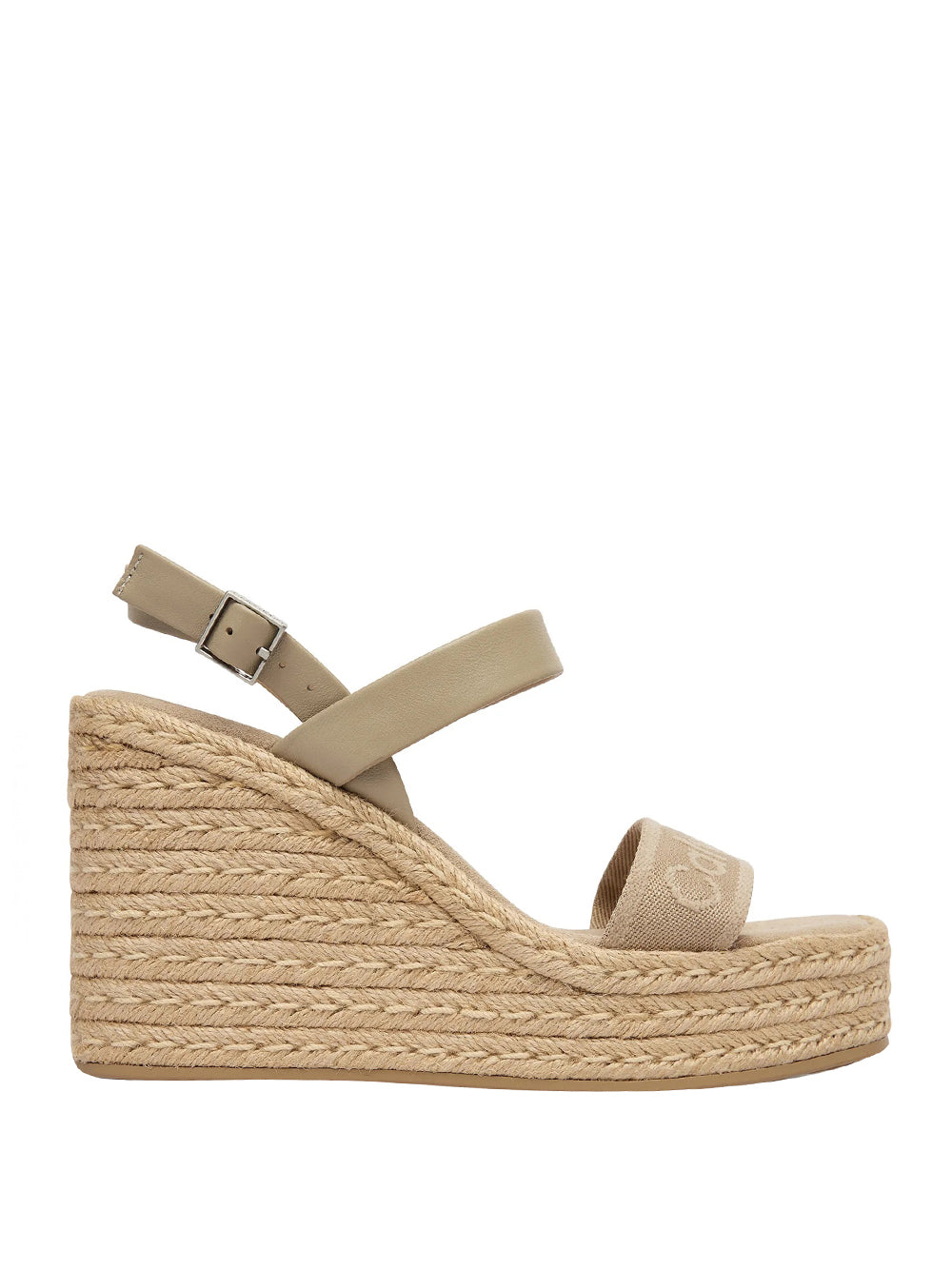 CALVIN CALZATURE 2USCITA Sandalo Calvin Klein Espadrillas Wedge Espad 70 Webbing Lth - Beige