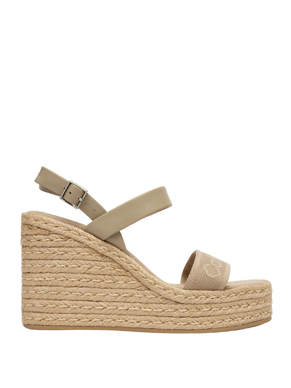 CALVIN CALZATURE 2USCITA Sandalo Calvin Klein Espadrillas Wedge Espad 70 Webbing Lth - Beige
