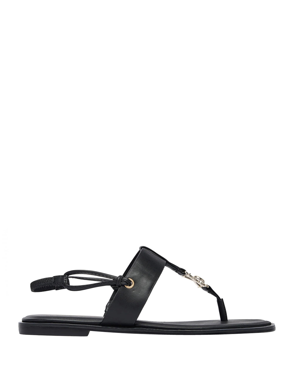 CALVIN CALZATURE 2USCITA Sandali Calvin Klein Round Flat Sndl Thong Lth Hdw - Nero