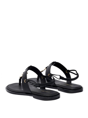 CALVIN CALZATURE 2USCITA Sandali Calvin Klein Round Flat Sndl Thong Lth Hdw - Nero